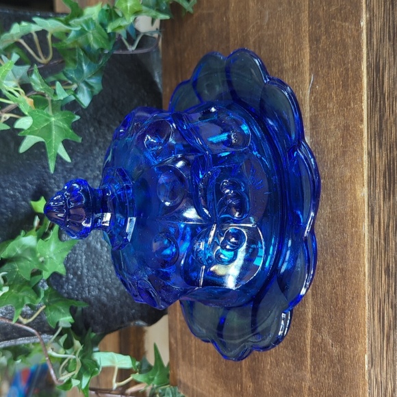 Mosser Other - Vintage Mosser Cherry Thumbprint Cobalt Blue Covered Dish Butter